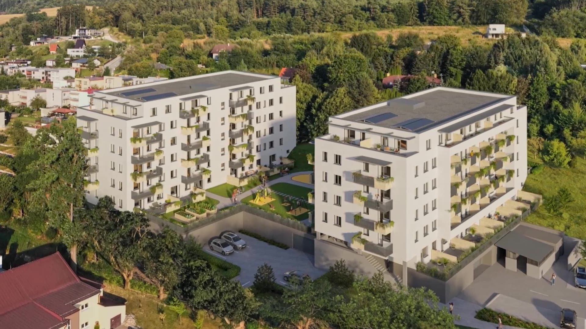 Residence Twins – letecký pohľad na oba domy